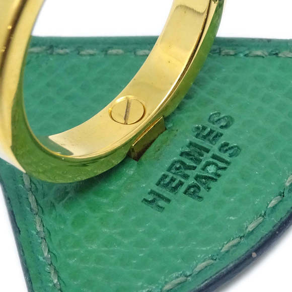 HERMES Green Courchevel Triangle Scarf Ring 133169 - Picture 2 of 4
